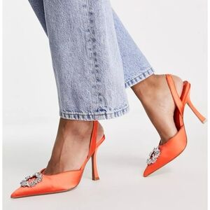 Asos poppy embellished slingback high heeled shoes
